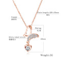 Fashion Hollow Butterfly Love Diamond Stainless Steel Necklace Jewelry